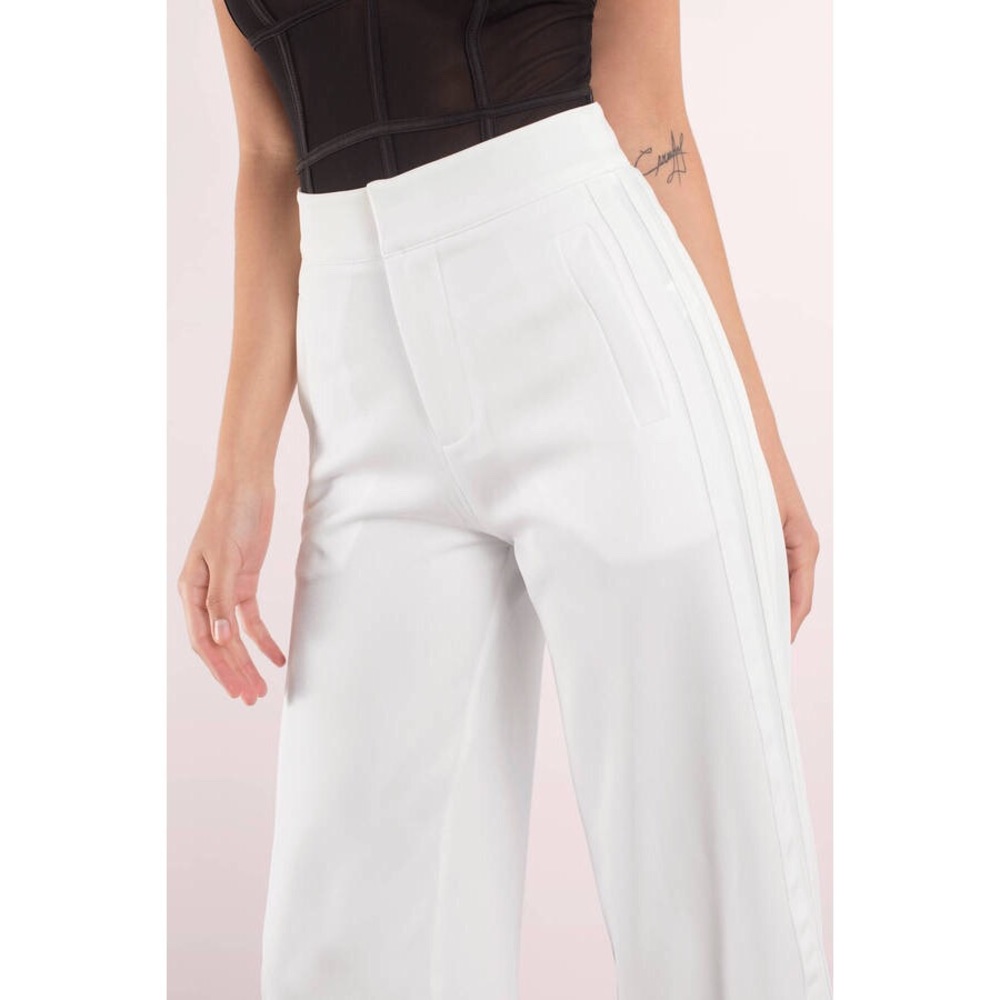 WHITE STRIPE DETAIL STRAIGHT PANTS - Picture 7 of 8